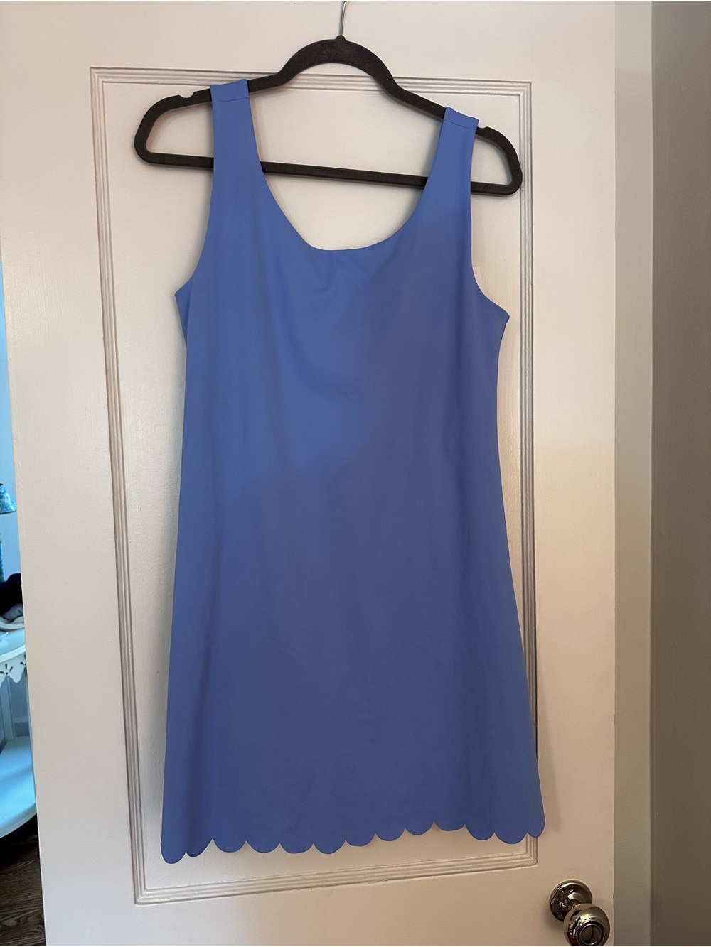 J. Crew Sleeveless Scalloped-Hem Shift Dress in Periwinkle